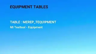 SAP PM Equipment  Tables list