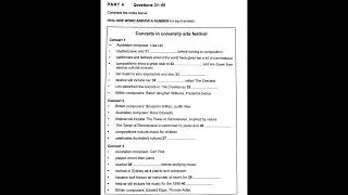 Listening Practice Test (Section-4, Concerts in University Arts Festival)