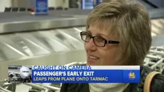 Woman Jumps From Airplane Exit Door