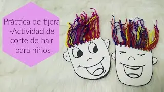 Juego de actividad de corte de pelo para niños pequeños para la práctica de tijeras