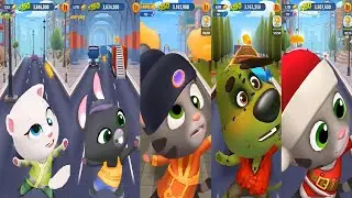 Talking Tom Gold Run Chinese Version Eco Angela VS Talking Becca Fortune Tom Santa Tom Vs ZOMBIE BEN