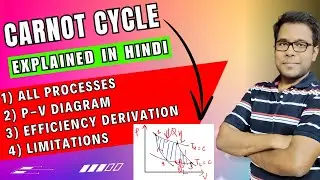Carnot Cycle - PV diagram, efficiency derivation and limitations [Hindi] #carnotcycle #carnot #cycle