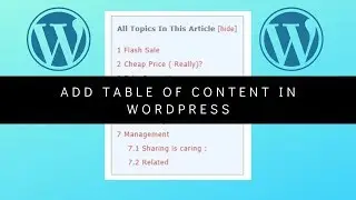 How to add Table Of content in WordPress Like Wikipedia articles