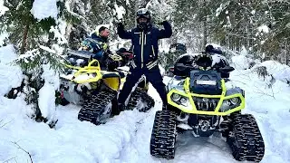 BRP ATVs in deep snow! Making our way to the base) 