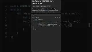 Remove Duplicates from Sorted Array | Leetcode | C++ | Coding | Placement | DSA