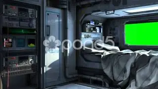 Scifi Spaceship Bedroom - Video Background - Green Screen