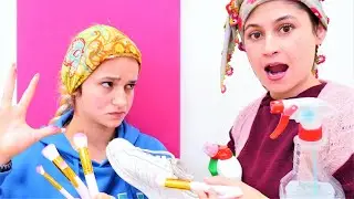 Funny video. Reyhan cleans the house with Daria's makeup brush!