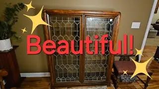 Restoring an amazing lead glass cabinet!  Removing damaged veneer.  #diy #woodworking #restoration