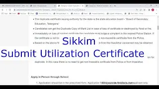 Sikkim - Submission of Utilization Certificate