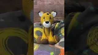 Stuffed cheetah toy, crochet wild spotted cat doll, handmade Africa cotton cheetah cat creature