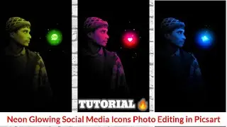 Neon Glowing Social Media Icons PhotoEditing in Picsart || How to Edit Glowing Social Media Icons