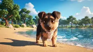 Cute German Shepherd Puppy Swimming in a Lake | 3D Animated Short