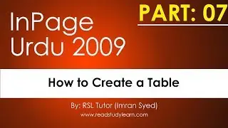 How to Create Table using InPage - Creating Table in Inpage - Complete Inpage Course in RSL Tutor