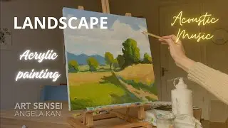 Painting a Natural Landscape with Acrylics 🎨🌿 (Acoustic Music)