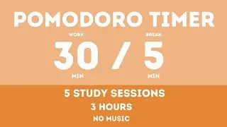 30 / 5  Pomodoro Timer - 3 hours study || No music - Study for dreams - Deep focus - Study timer