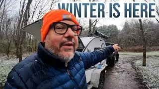 Winter Teardrop Camping by a Covered Bridge - Wayne National Forest