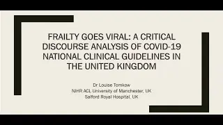 FRAILTY AS A BIOPOWER:THE CASE OF RATIONING CARE FOR OLDER PEOPLE DURINGTHE COVID-19 PANDEMIC