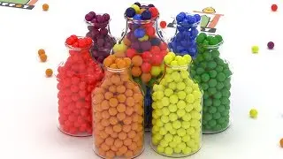 Learn Colors with Colorful Balls & Glass Bottles