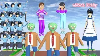 Bayi Titan Dikejar Zombie Polisi Iyo Jadi Raksasa Yuta Mio Panik | Sakura School