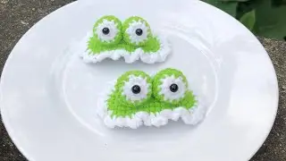 Hướng dẫn móc kẹp tóc mắt ếch đáng yêu | How to crochet a frog hair clip | Lan Anh Crochet