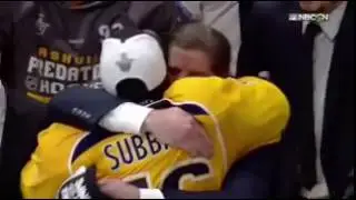 Peter Laviolette Hugs P.K. Subban - Nashville Predators 1st time to Stanley Cup final