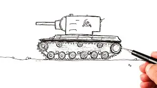 How to draw a Tank KV 2 | Soviet heavy Tank drawing