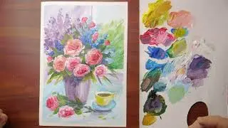 Нежный букет // весенний рисунок