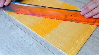 Use Plastic Ruler for Painting | Abstract Acrylic on Canvas | Work #109