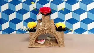 "DIY Jute Craft: How to Make a Flower Vase with Jute Rope and Waste Cardboard" #juteropecraft