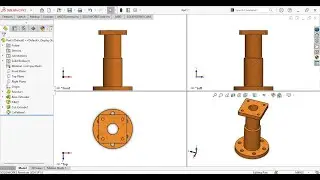 Solidworks All Views With 3D View : Front view, Right view, Top view