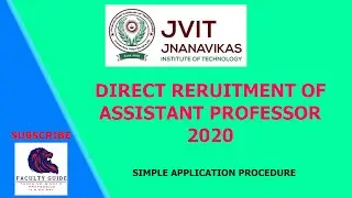 DIRECT RECRUITMENT OF ASSISTANT PROFESSOR 2020 | SIMPLE PROCEDURE | APPLY IMMEDIATELY |