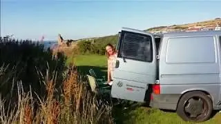 VW T4 Camping at Dunure Castle Scotland