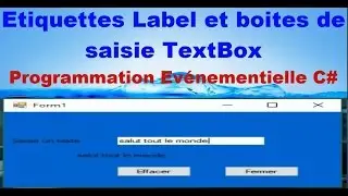 (الدرس 2) Etiquettes Label et boites de saisie TextBox