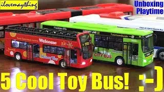 Kids' TOY BUS Unboxing, Review and Playtime! 5 Toy Bus Playtime Fun. Kids' Toy Channel