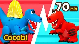 🦖¡Roar! T-rex Vs Espinosaurio🦕Dinosaurios Aterradores y Más | Canciones Infantiles | Cocobi