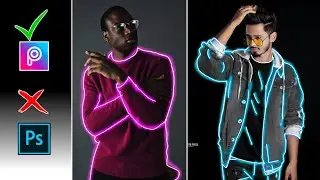 PicsArt Neon Glowing Line Photo Editing || Neon Light Effect On Picsart || Reyan Editz