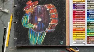Музыка карнавала. Как нарисовать иллюстрацию масляной пастелью