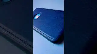 iPhone XR with Navy Leather Case