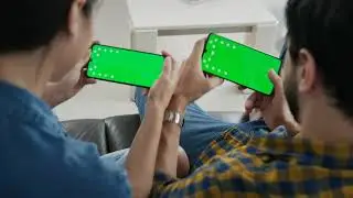 Playing Video (mobile) Game Green Screen Chroma Key