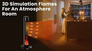 Portable 1500W Space Heater with Fireplace,70° Oscillating PTC Ceramic Tower Heater