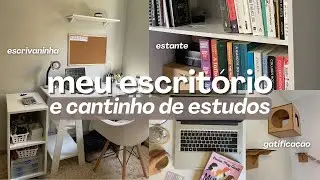TOUR PELO MEU ESCRITÓRIO E CANTINHO DE ESTUDOS | minha escrivaninha, estante de livros e mais