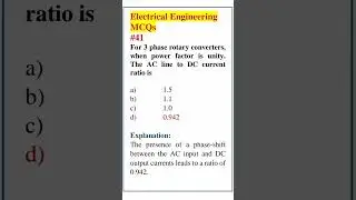 Electrical Engineering Most Important MCQs |41 #shorts #electricalengineering #electricalmcq