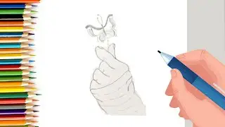 How to draw butterfly in hand flying