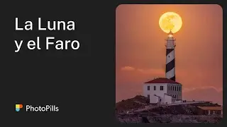 Fotografiando una Luna de 10m con el Faro de Favàrtix, Menorca