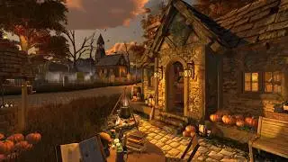 Witch's Cottage | Halloween Sunset & Thunderstorm Ambience | Eerie Wind, Spooky Nature Sounds