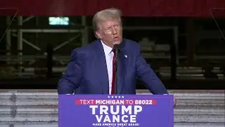 Former President Donald Trump speaks in Potterville, Michigan