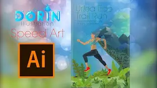 Mountain Running Workout Marathon Illustration Poster - Speed Art - Adobe Illustrator