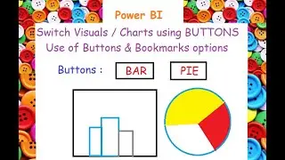 Power BI : Switch Visuals / Charts using BUTTONS || Use of Buttons & Bookmarks options