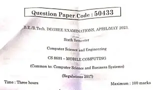 Mobile computing April May 2023 question paper regulation 2017 in Anna university