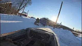 Snowmobile Buran VS boat Kazanka! We are freeing from the snow captivity!